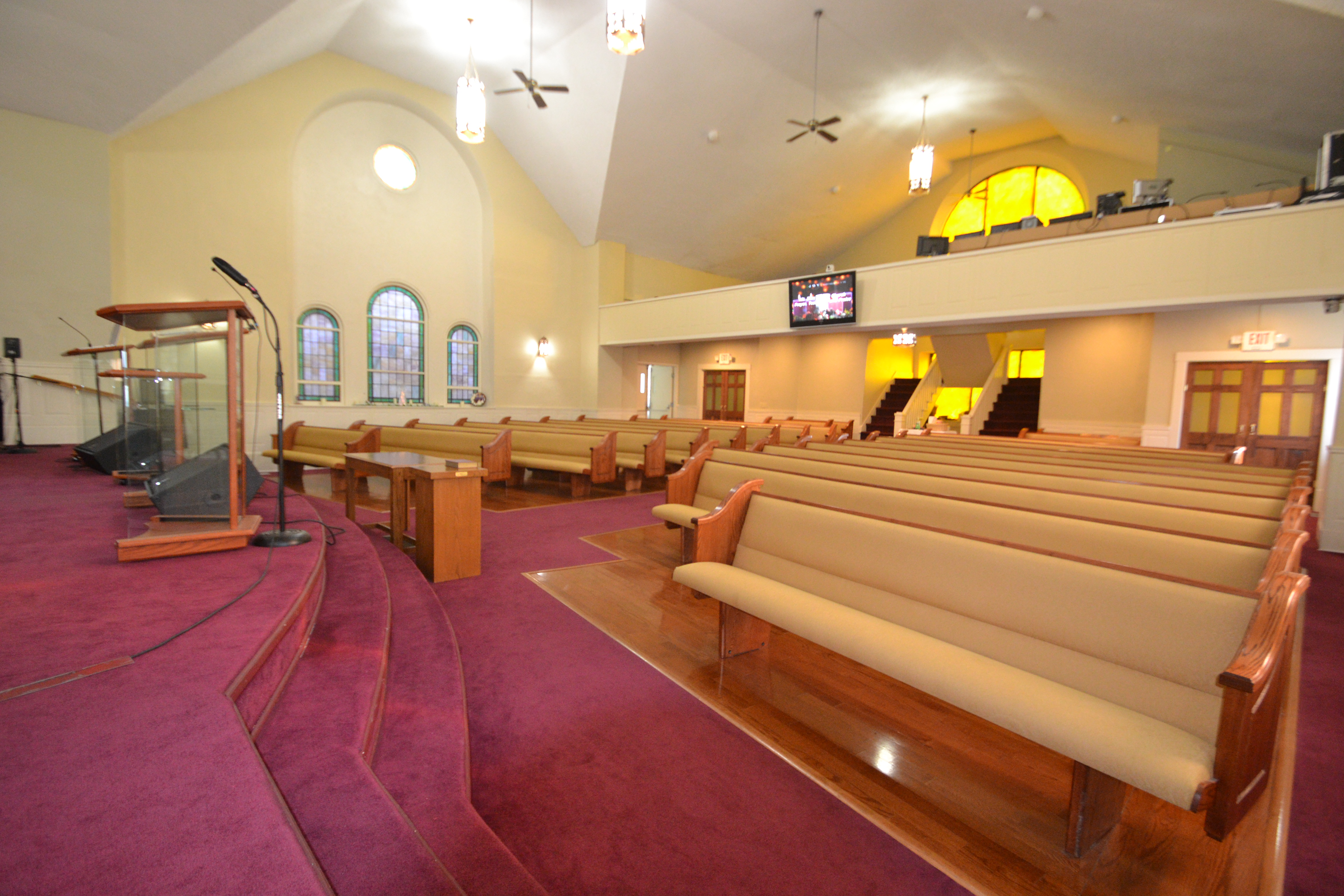 The sanctuary of Mt. Zion Baptist Church in Bluefield, West Virginia